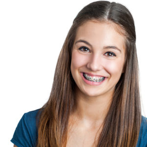 smiling teenage orthodontist patient